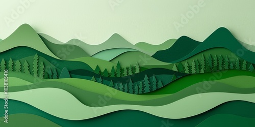 Serene Layers of Green Hills and Forests