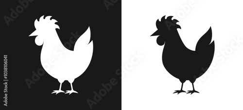 chicken rooster shape silhouette or icon vector illustration