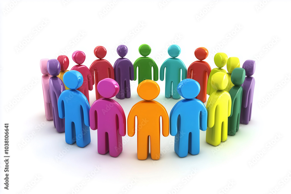 group of people are standing in a line, with some of them wearing orange and blue. The people are all different sizes and shapes, but they all have the same color. Concept of unity and togetherness group of people are standing in a line, with some of them wearing orange and blue. The people are all different sizes and shapes, but they all have the same color. Concept of unity and togetherness