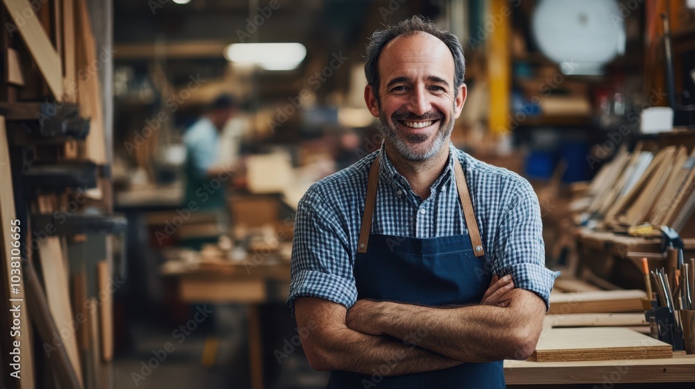 Obraz premium The Smiling Woodworker