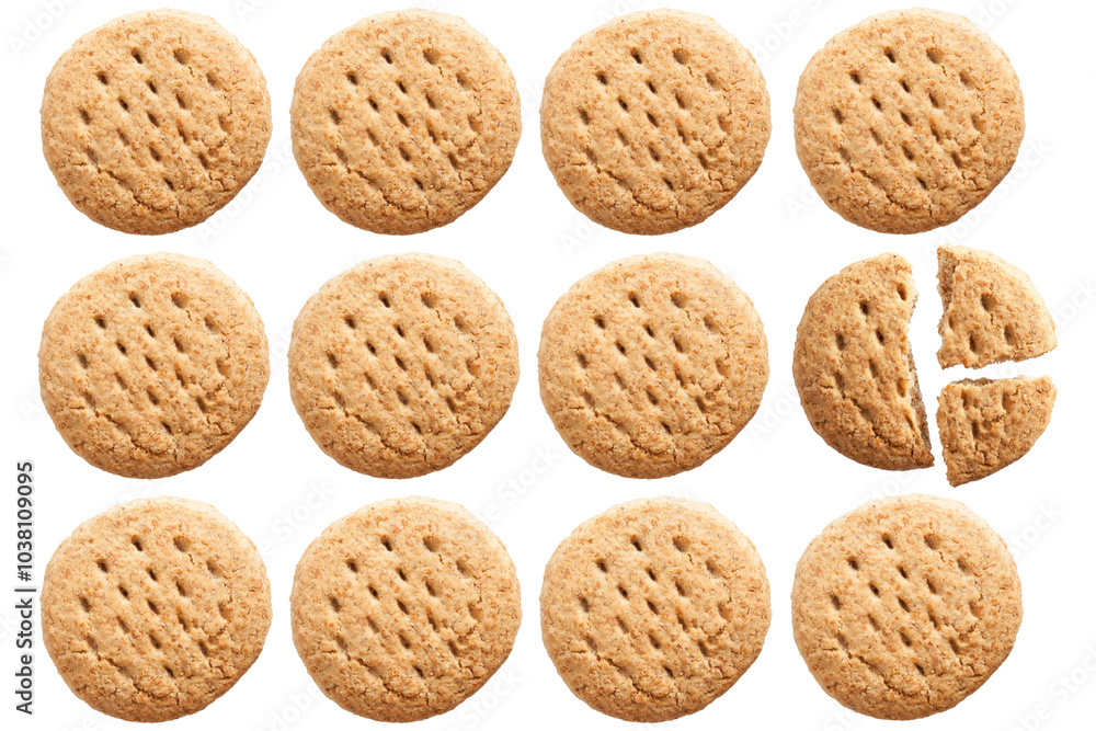 Single isolated broken biscuit in white background Single isolated broken biscuit in white background