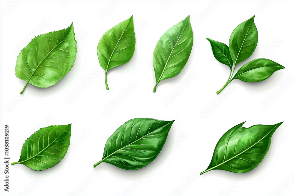collection of green leaves in various shapes and sizes. The leaves are all different, but they all share a common color and theme collection of green leaves in various shapes and sizes. The leaves are all different, but they all share a common color and theme