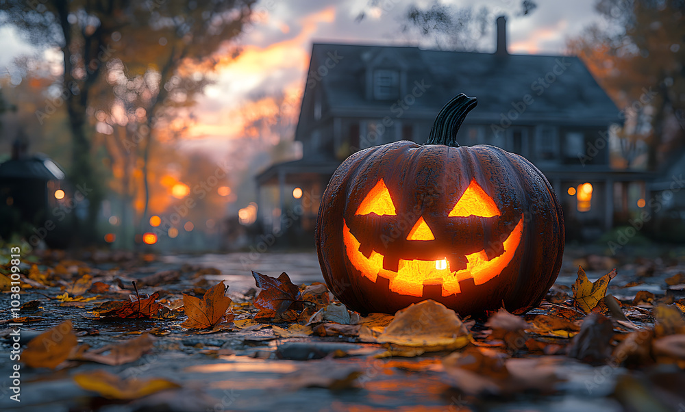A Carved Jack-o’-Lantern Sitting on the Front Porch, Emitting a Warm Glow and Creating a Spooky Yet Inviting Atmosphere for Halloween Celebrations.
A Carved Jack-o’-Lantern Sitting on the Front Porch, Emitting a Warm Glow and Creating a Spooky Yet Inviting Atmosphere for Halloween Celebrations.