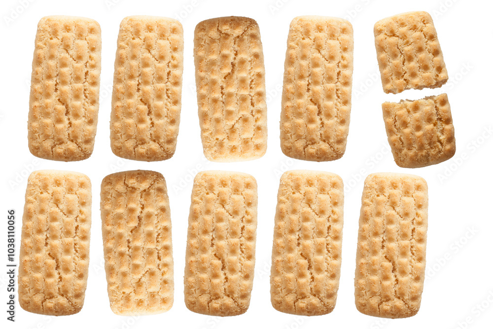 Single isolated broken biscuit in white background Single isolated broken biscuit in white background