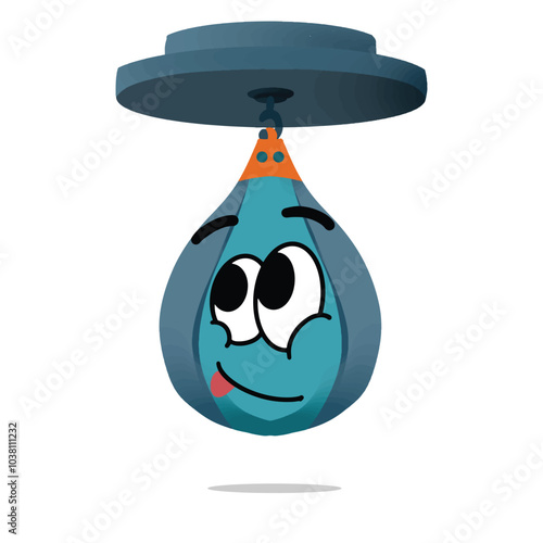 happy speed bag mascot character. cute, funny, and playful concept. combat sport, boxing, championship, hobbies, interst, lifestyle and education themes