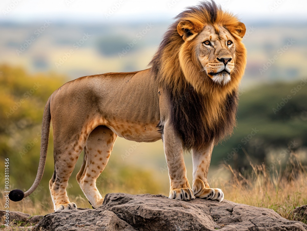 Lion on a Hilltop in Its Natural Habitat Lion on a Hilltop in Its Natural Habitat