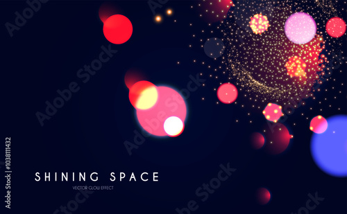 Bokeh colorful light effect. Blur light design. Confetti and holiday firecracker rainbow color effect. Christmas party design