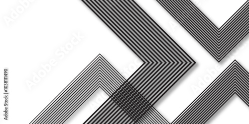 Abstract diagonal black bars arrange in triangle facade shape on copy space background. Modern and seamless stripe geometric line. neutral background of three-dimensional figures of gray color, vector