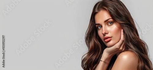 Wallpaper Mural Portrait of a Woman with Long Brown Hair Torontodigital.ca