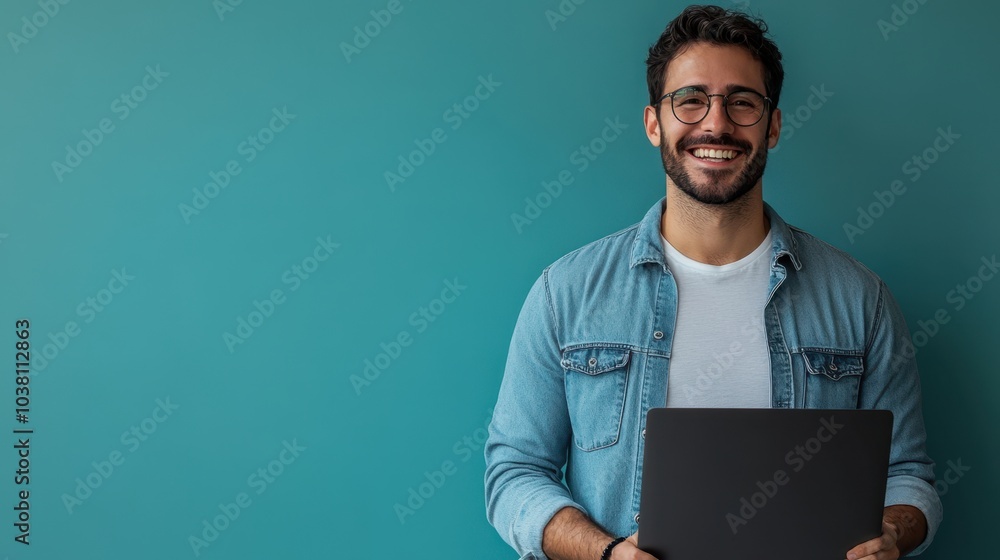 The Smiling Man with Laptop The Smiling Man with Laptop