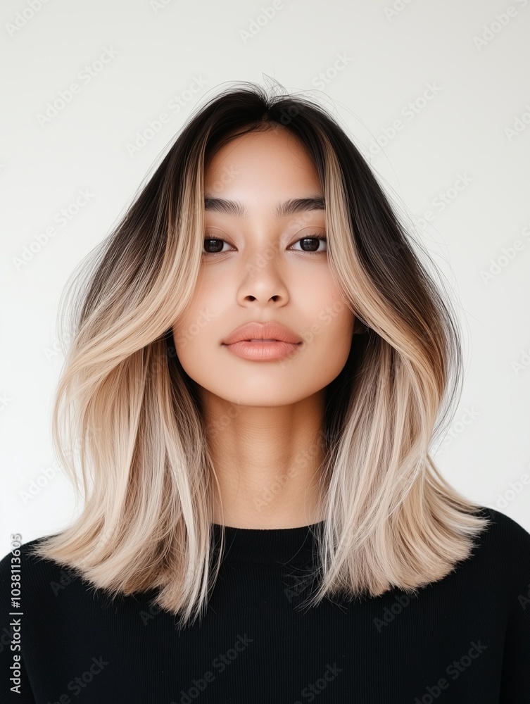 model with Blended Bronde hair color model with Blended Bronde hair color