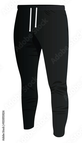Black  tracksuit bottom. vector illustration