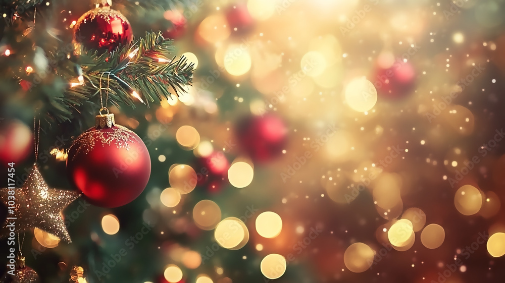 Christmas banner featuring a beautiful bokeh effect with copy space Christmas banner featuring a beautiful bokeh effect with copy space
