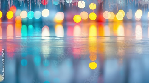Bunte Lichter auf gefrorenem Eis