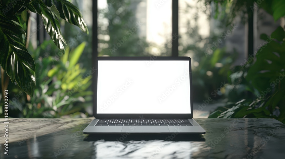 The Laptop Among Greenery The Laptop Among Greenery