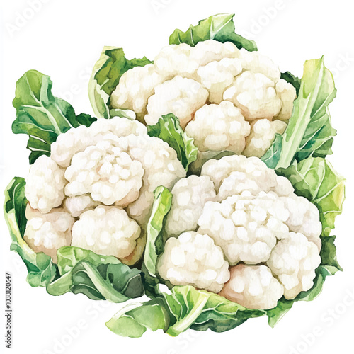 Cauliflower fruit watercolor clipart illustration