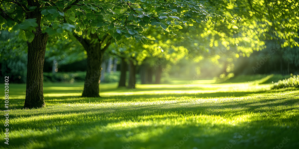 Sunlit Green Park with Trees Sunlit Green Park with Trees