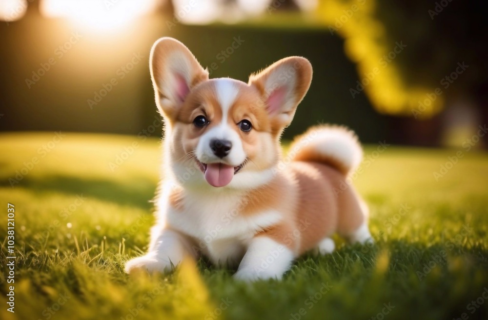 Corgi puppy on the lawn Corgi puppy on the lawn