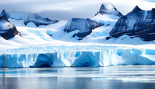 The beauty of the magnificent glacier and the cold polar region. photo