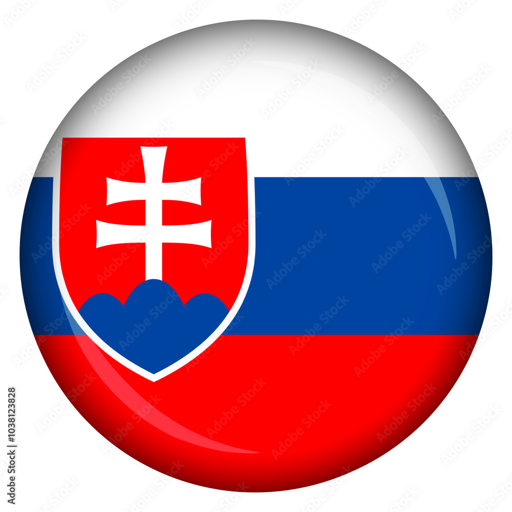 Fototapeta premium Slovak flag circle pin and badge