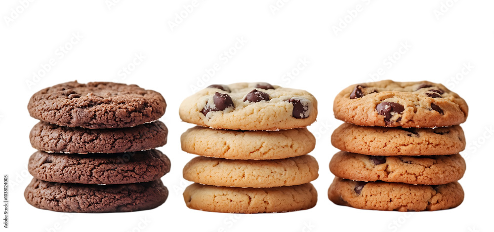 collection of three stack of cookies isolated transparent background collection of three stack of cookies isolated transparent background