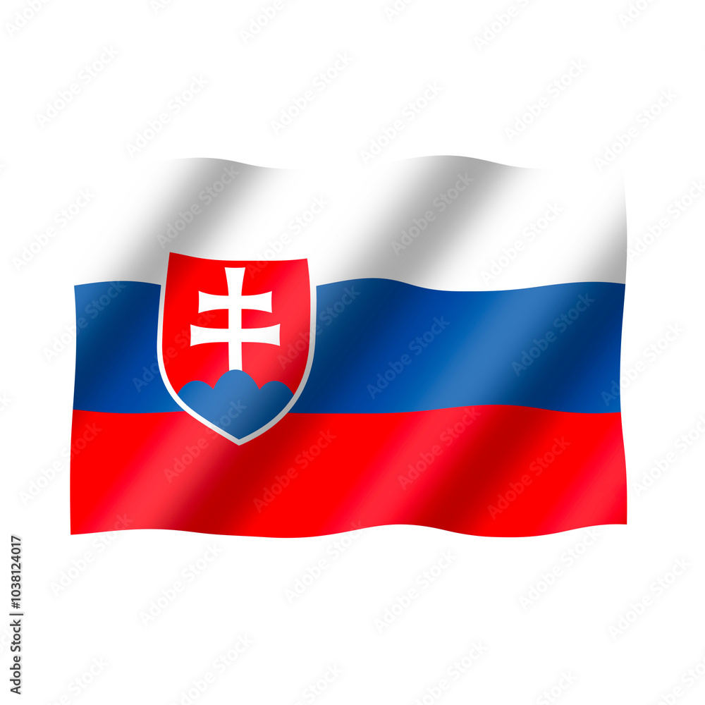 Fototapeta premium The national flag of Slovakia is flying beautifully