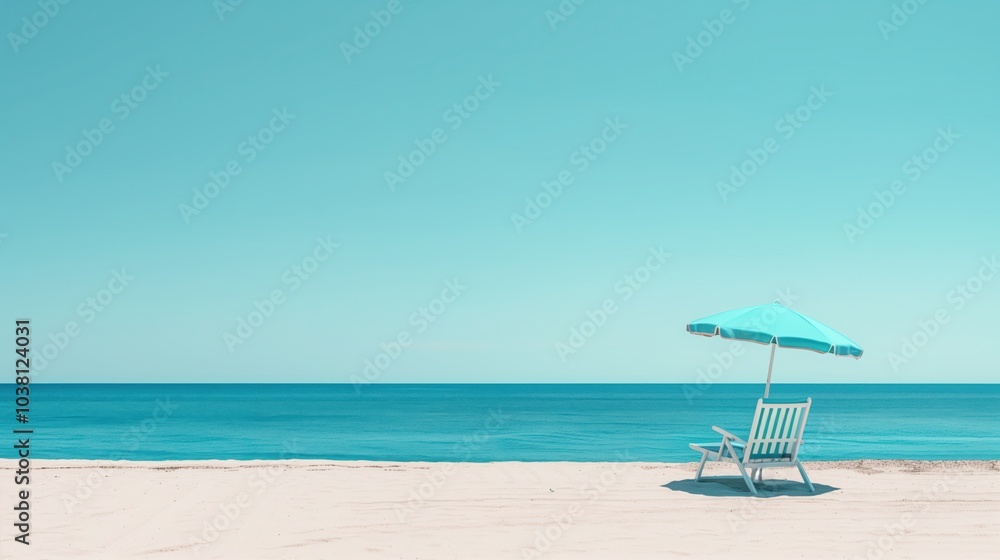 Obraz premium Aerial view of a sandy beach and azure water, white sand, dark blue sky, exotic vacation, soothing, relaxing.