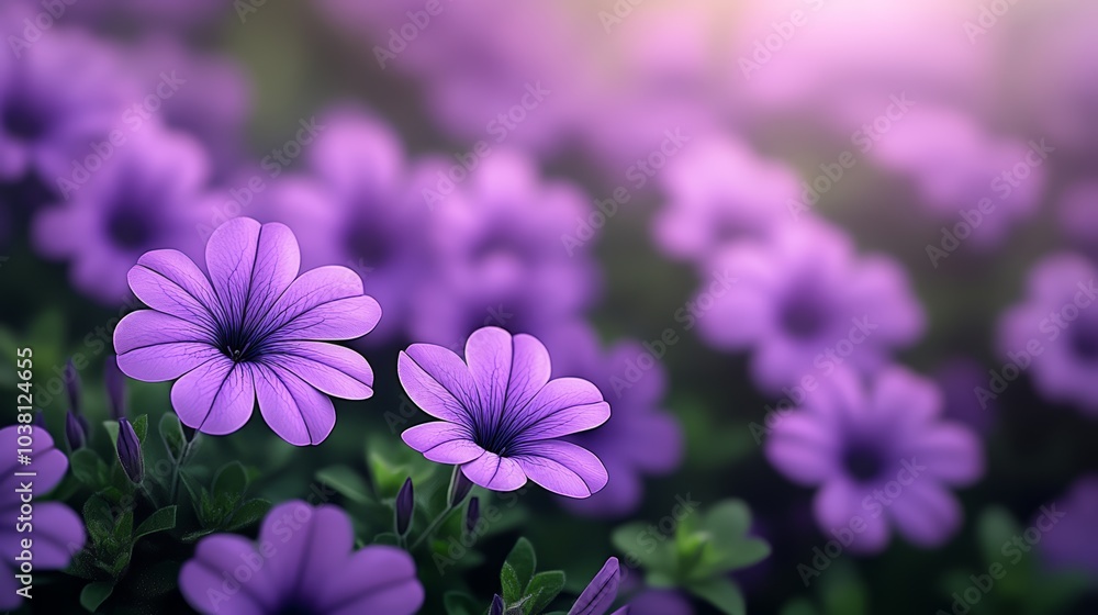 Fototapeta premium Beautiful purple flowers blooming in a vibrant garden setting.