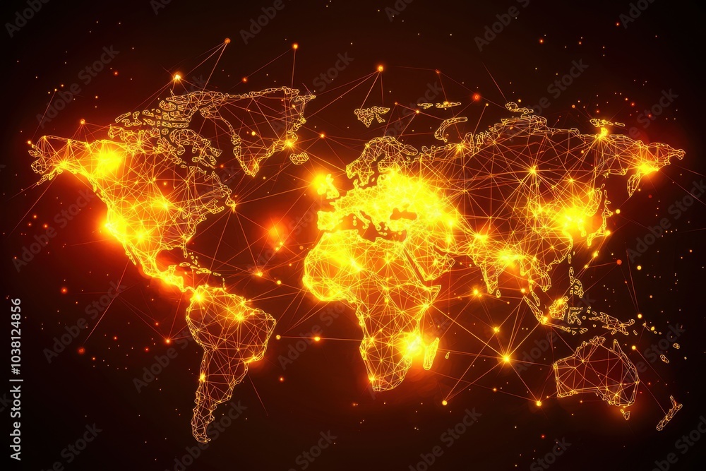 A glowing world map interconnected with lines and nodes, symbolizing global connectivity and technology. A glowing world map interconnected with lines and nodes, symbolizing global connectivity and technology.