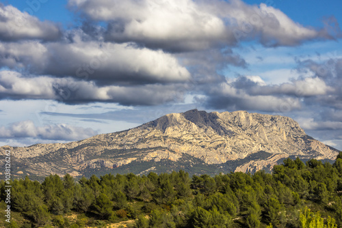 Sainte Victoire mountain in the light of an autumn day photo