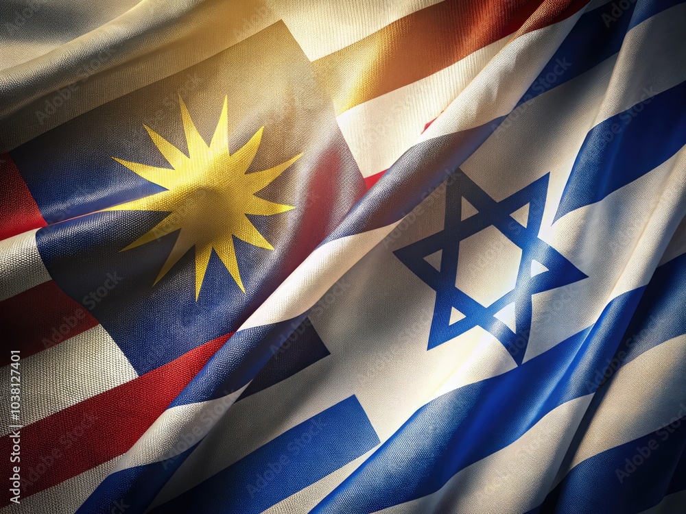 Artistic display of Israel and Malaysia flags in low light photography ...