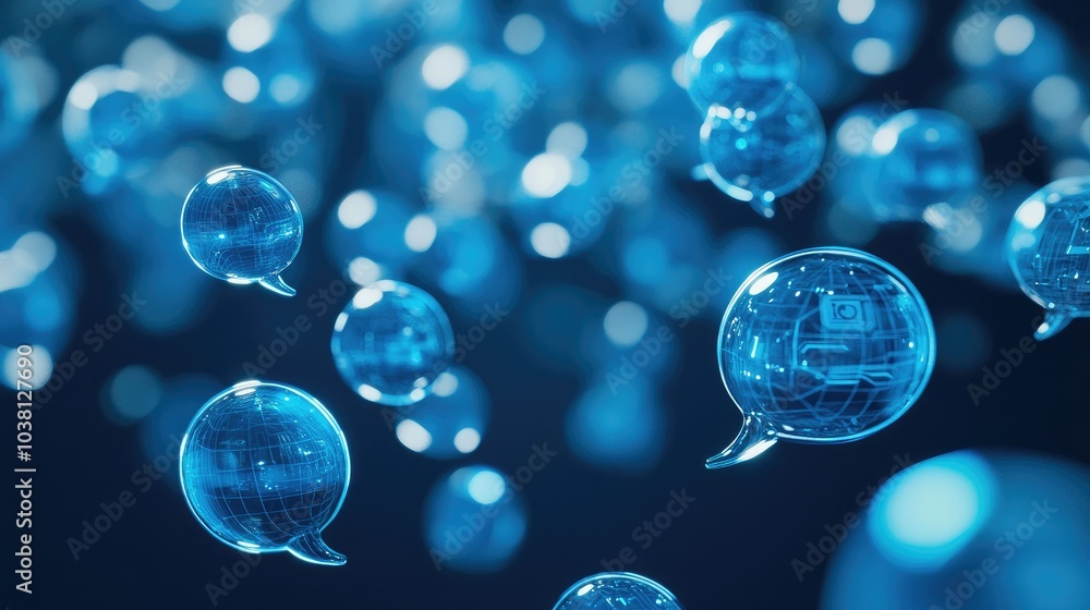 Blue-toned chat bubbles floating in a futuristic digital space, symbolizing AI and GPT chat technology. Blue-toned chat bubbles floating in a futuristic digital space, symbolizing AI and GPT chat technology.
