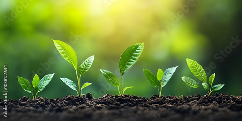 Young Green Seedlings Growing in Soil photo