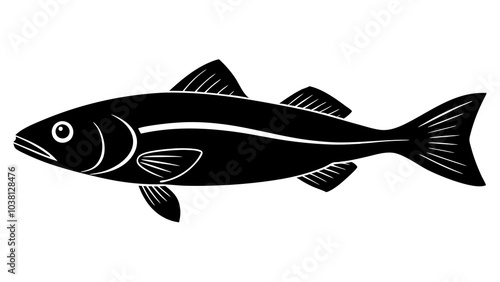 Haddock fish silhouette vector black illustration