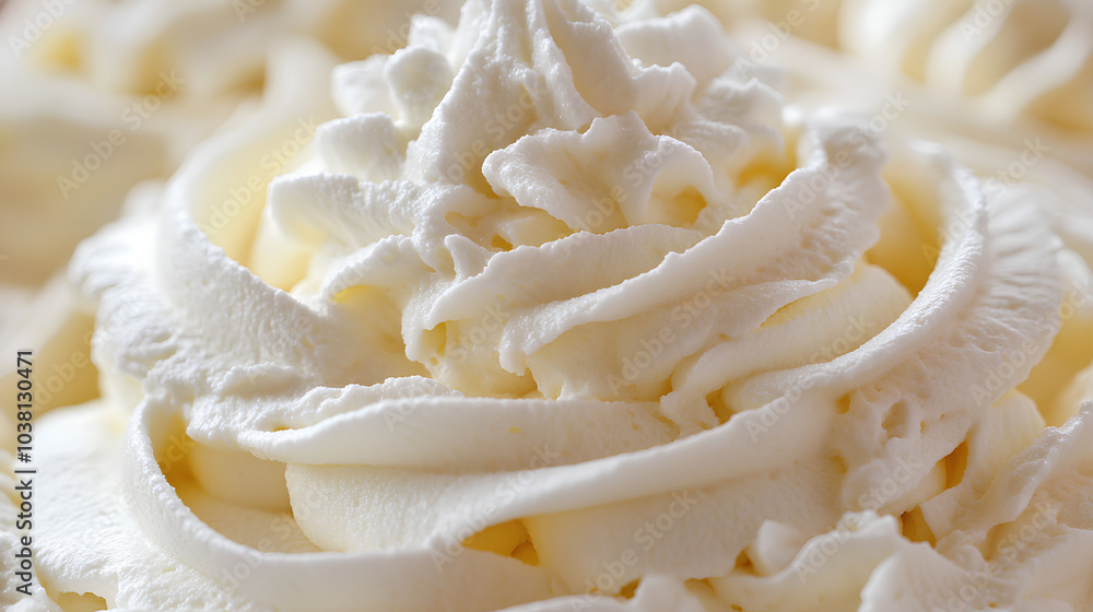 A close-up image of whipped cream showcasing its delicate texture and soft, airy appearance. A close-up image of whipped cream showcasing its delicate texture and soft, airy appearance.