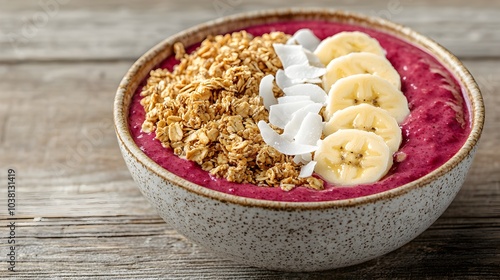 Freshly Prepared Acai Bowl Topped with Granola Sliced Fruit and Superfoods