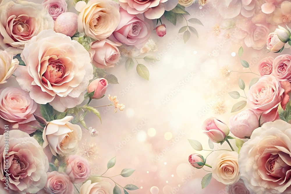Delicate rose floral pattern featuring intricate details and soft colors, bloom, bouquet Delicate rose floral pattern featuring intricate details and soft colors, bloom, bouquet