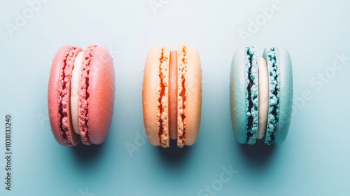 Colorful Macarons on Minimalist Background