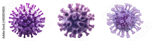 PNG Three Vibrant Virus Microscope Images