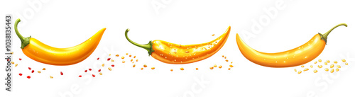 PNG Vibrant Yellow Chili Peppers on a Transparent Background