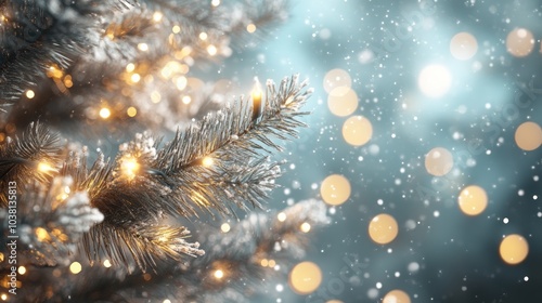 Wallpaper Mural Magical winter wonderland, a snowkissed christmas tree aglow with twinkling lights Torontodigital.ca