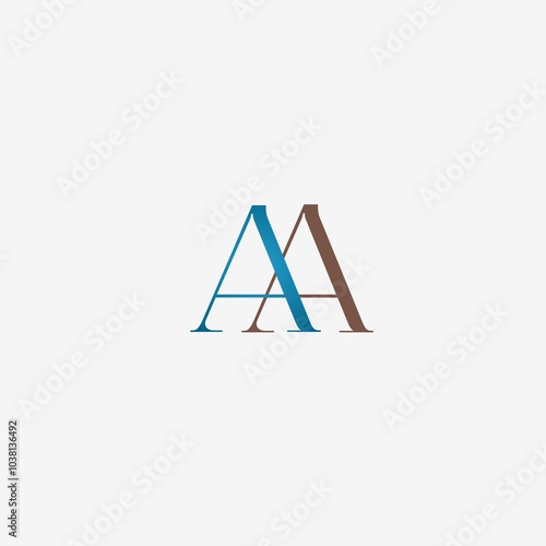 Elegant blue and brown double A logo design.