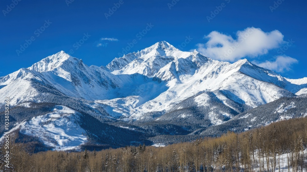 A snow-covered North American mountain range with clear skies, leaving room for copy. A snow-covered North American mountain range with clear skies, leaving room for copy.