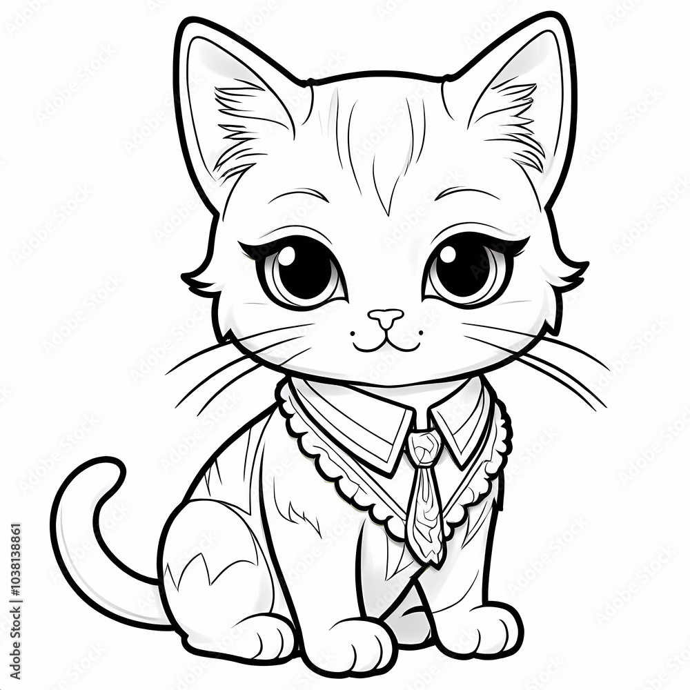 Cute cat Coloring Book Page Cute cat Coloring Book Page