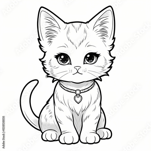 Cute cat Coloring Book Page