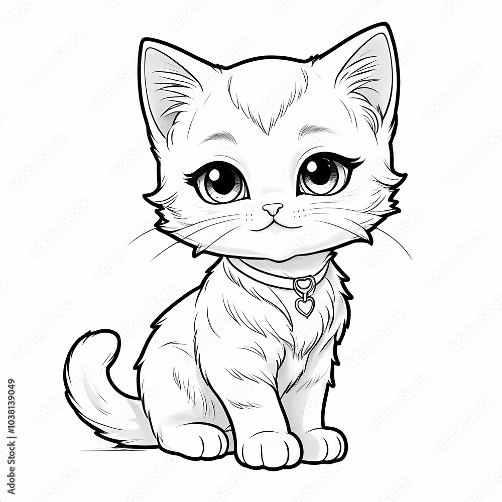 Fototapeta premium Cute cat Coloring Book Page