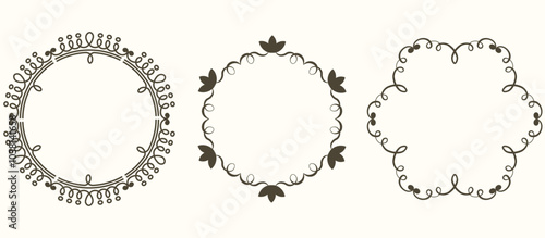 Set elegant Vintage round Frames isolated white background. Beautiful arabic Vintage Frames template design. Vector illustration can used social media digital design. 