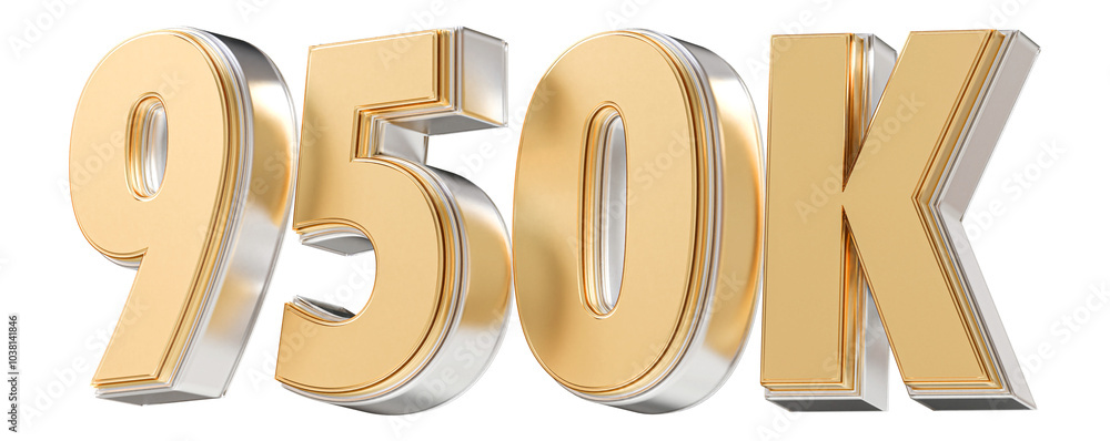 950K Followers Gold Number 3D Render 950K Followers Gold Number 3D Render
