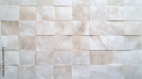 Clean and minimalist, a closeup of pristine white tile wall