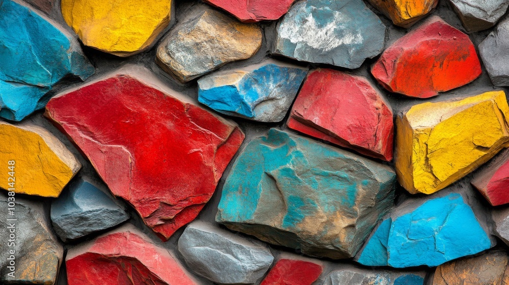 Vibrant Textured Wall with Bright Colors and Patterns Vibrant Textured Wall with Bright Colors and Patterns
